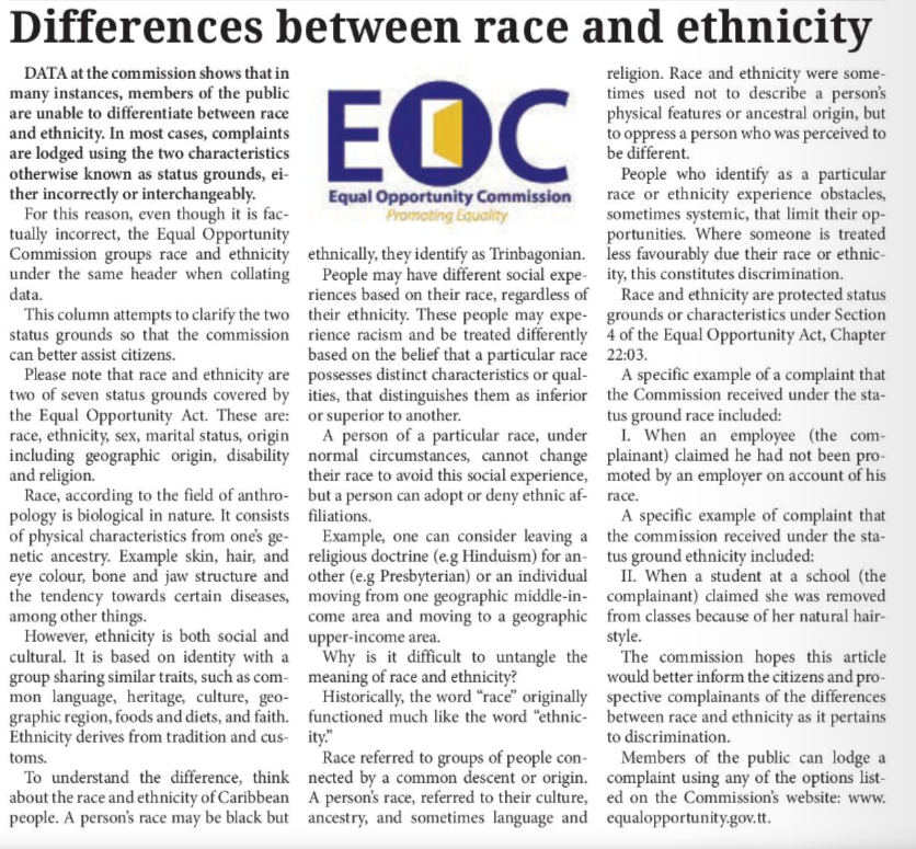 Differences between race and ethnicity